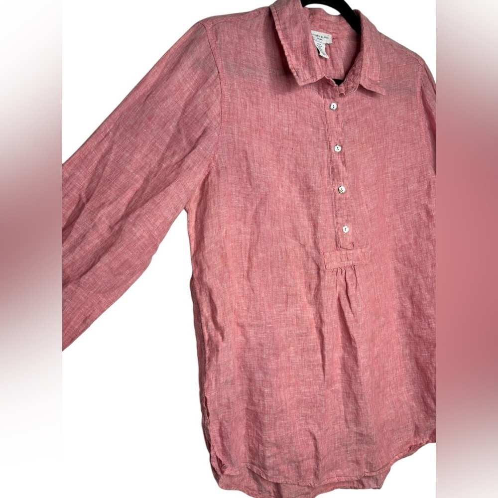 ANTIBES BLANC Linen Casual Salmon Pink Popover Blouse Size XL - Picture 5 of 12